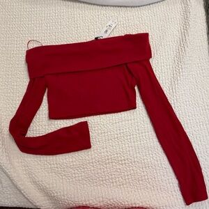Red off the shoulder top